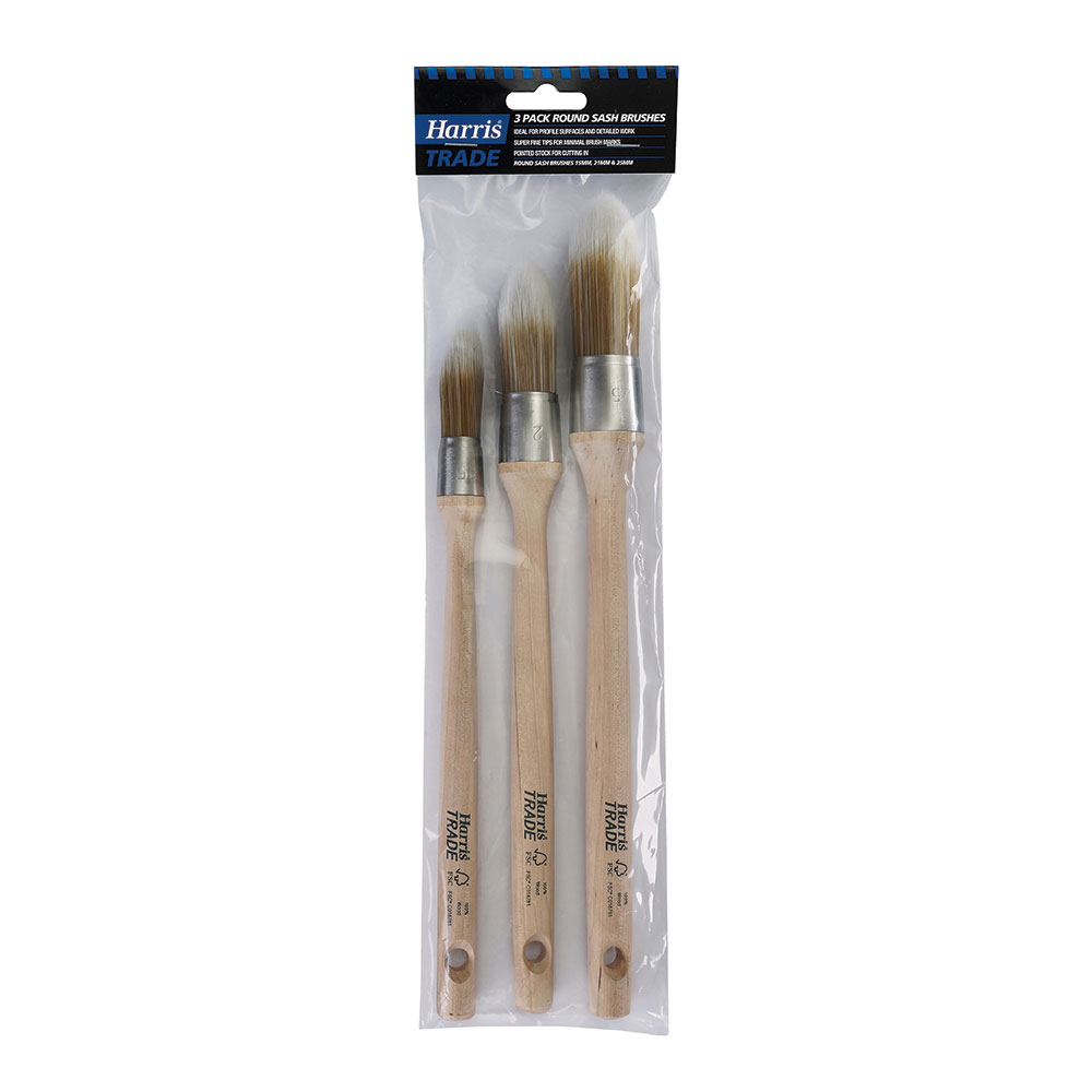 Round Sash Brushes 3 Pack Harris Trade